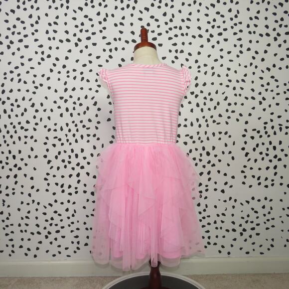 Pink & Violet Striped Sequin Heart Tulle Layered Girls Dress - Picture 3 of 6